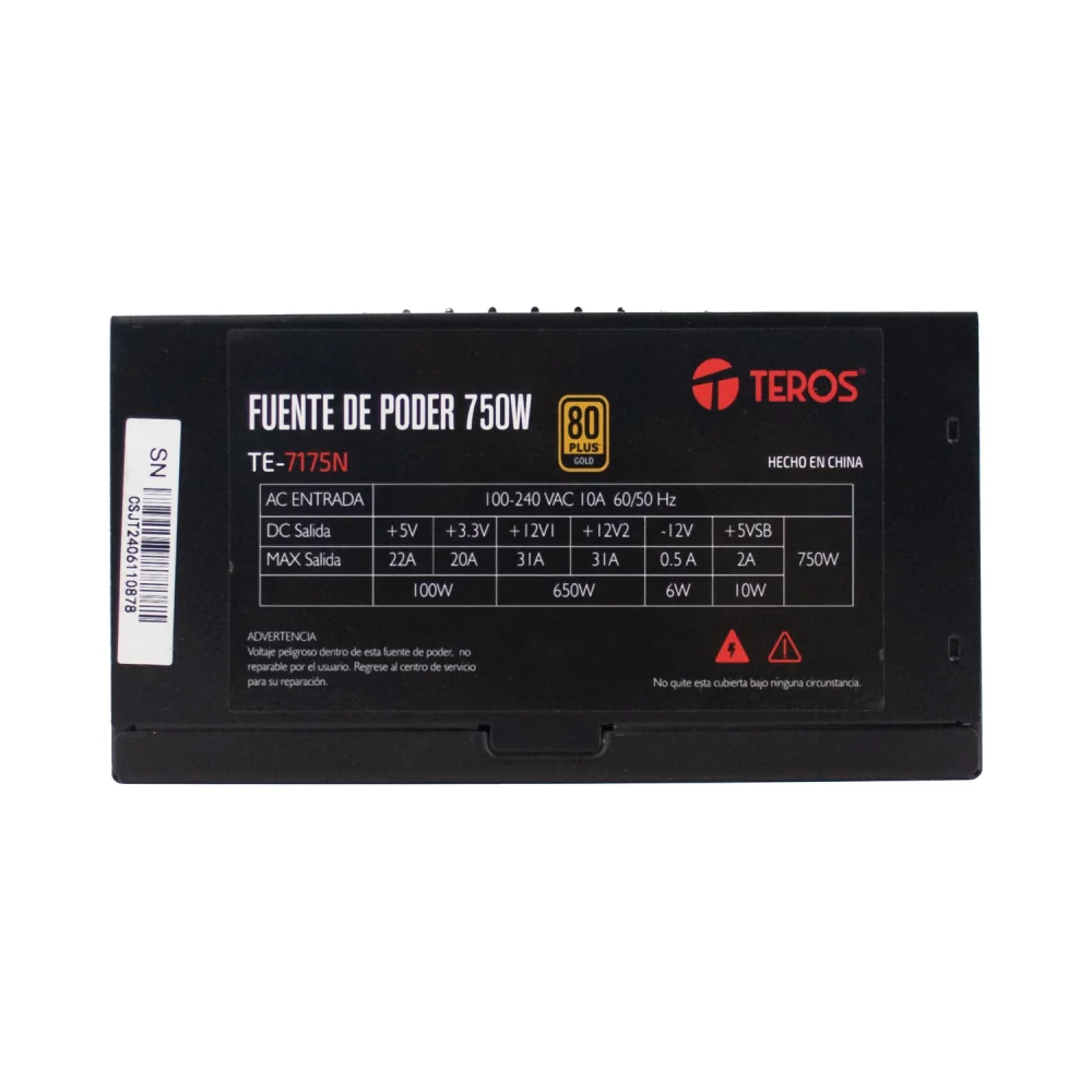 Fuente Teros Te-7175w 750W 80 Plus Gold ATX Full Modular