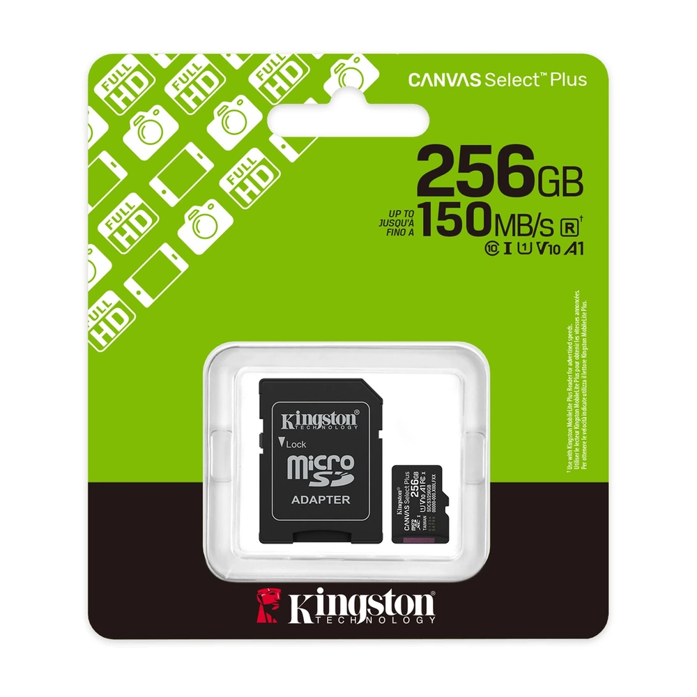 Tarjeta De Memoria Kingston Canvas Select Plus Microsdxc 256GB GEN3 A1 150mb/s C/adaptador