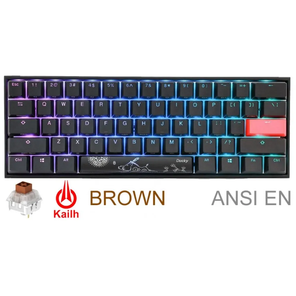 Teclado Gamer Ducky Mecha Mini V2 RGB Kailh Box Brown Pbt Double-shot