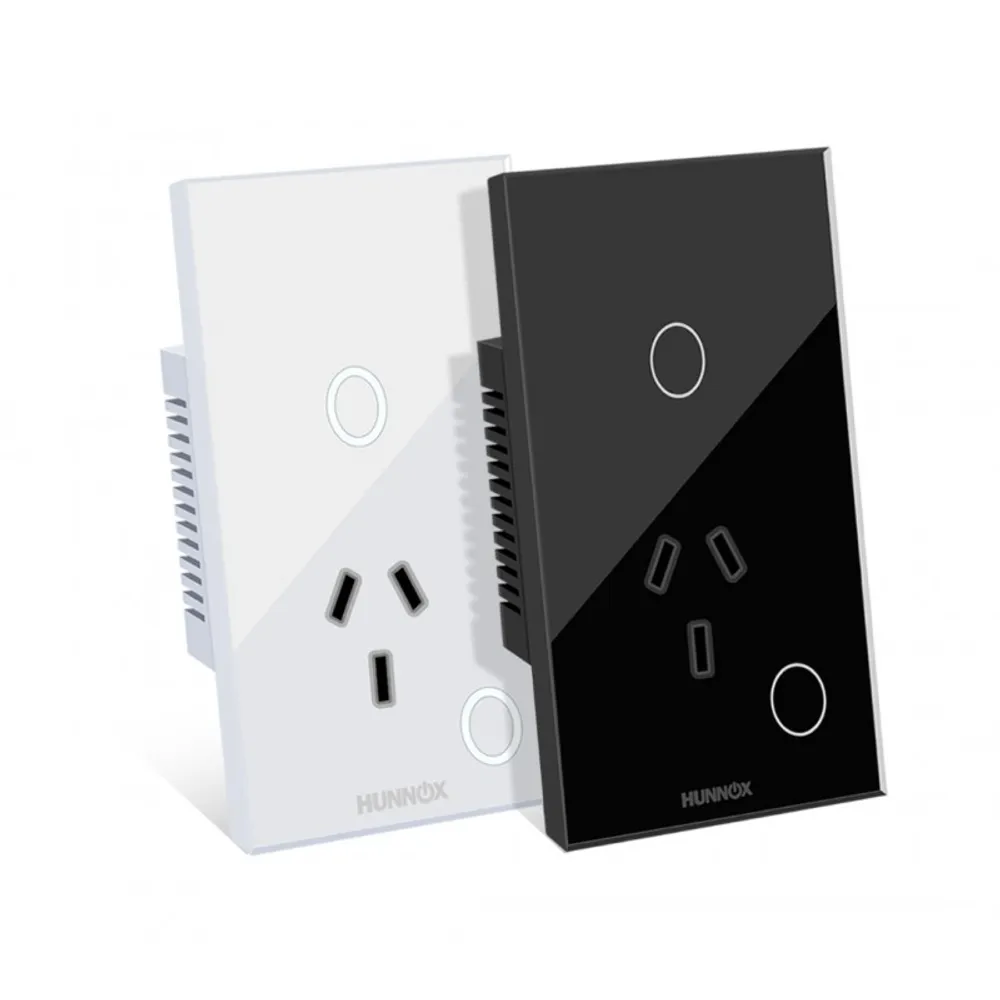 Tomacorriente+tecla Hunnox Smart Tactil 1 Canal Negro