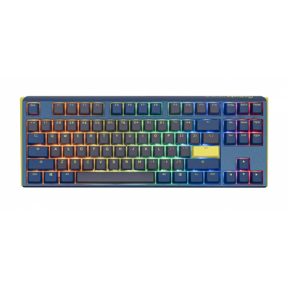 Teclado Mecanico Ducky One 3 Tkl Daybreak Teclas Azules Interruptor Rojo Ingles Pbt Doble Disparo Sin Costuras Caja Superior Azul Caja Inferior Gris C