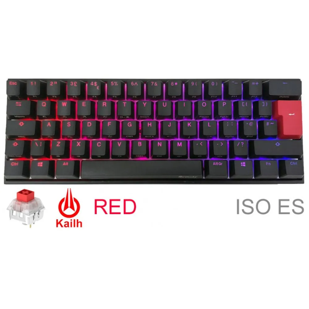 Teclado Gamer Ducky Mecha Mini V2 RGB Kailh Box Red Switch Iso Es