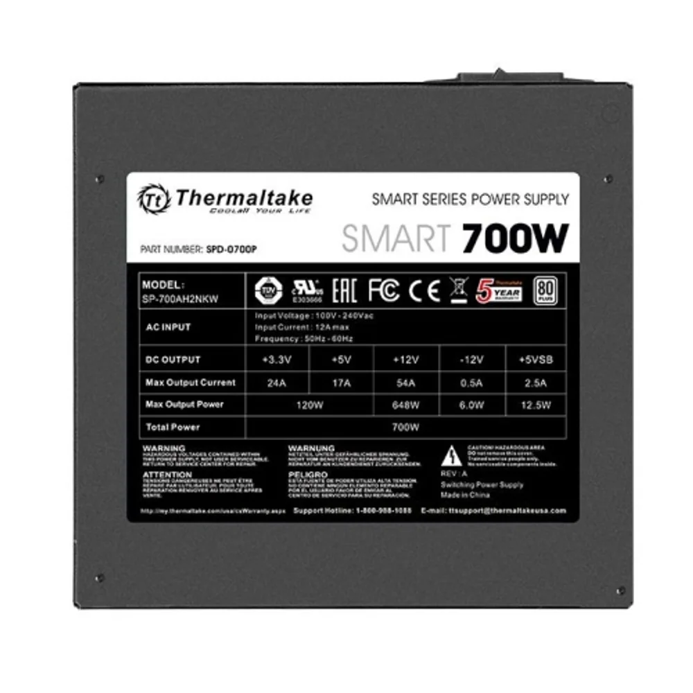 Fuente Thermaltake Smart 700W 80 Plus White 3