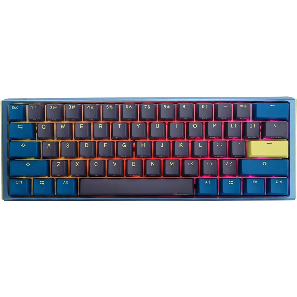Teclado Mecanico Ducky One 3 Daybreak Mini Teclas Azules Clear Switch Ingles Pbt Doble Disparo Sin Costuras Caja Superior Azul Caja Inferior Gris Caja