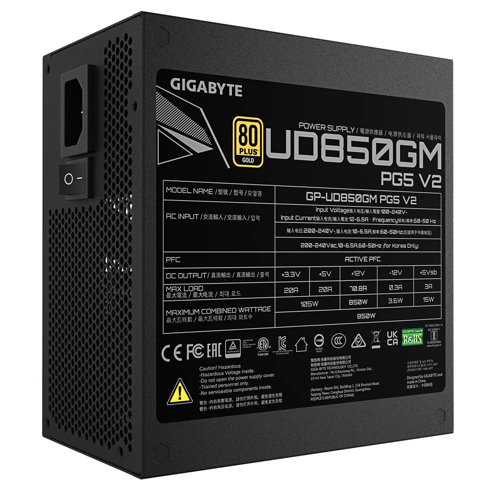 Fuente Gigabyte UD850GM PG5 V2 80 Plus Gold Modula 5