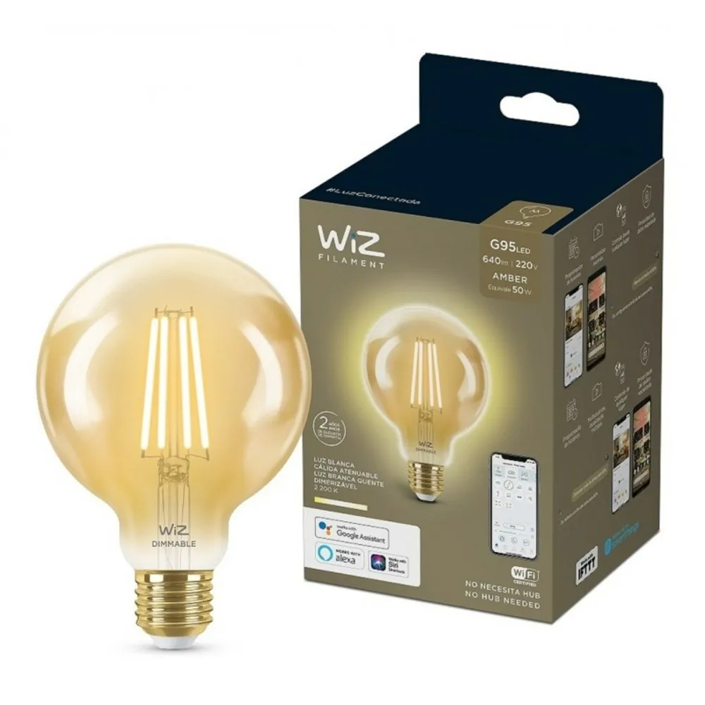 Lampara Wiz LED Smart G95 Tw/7w E27 Amber 6/1pf