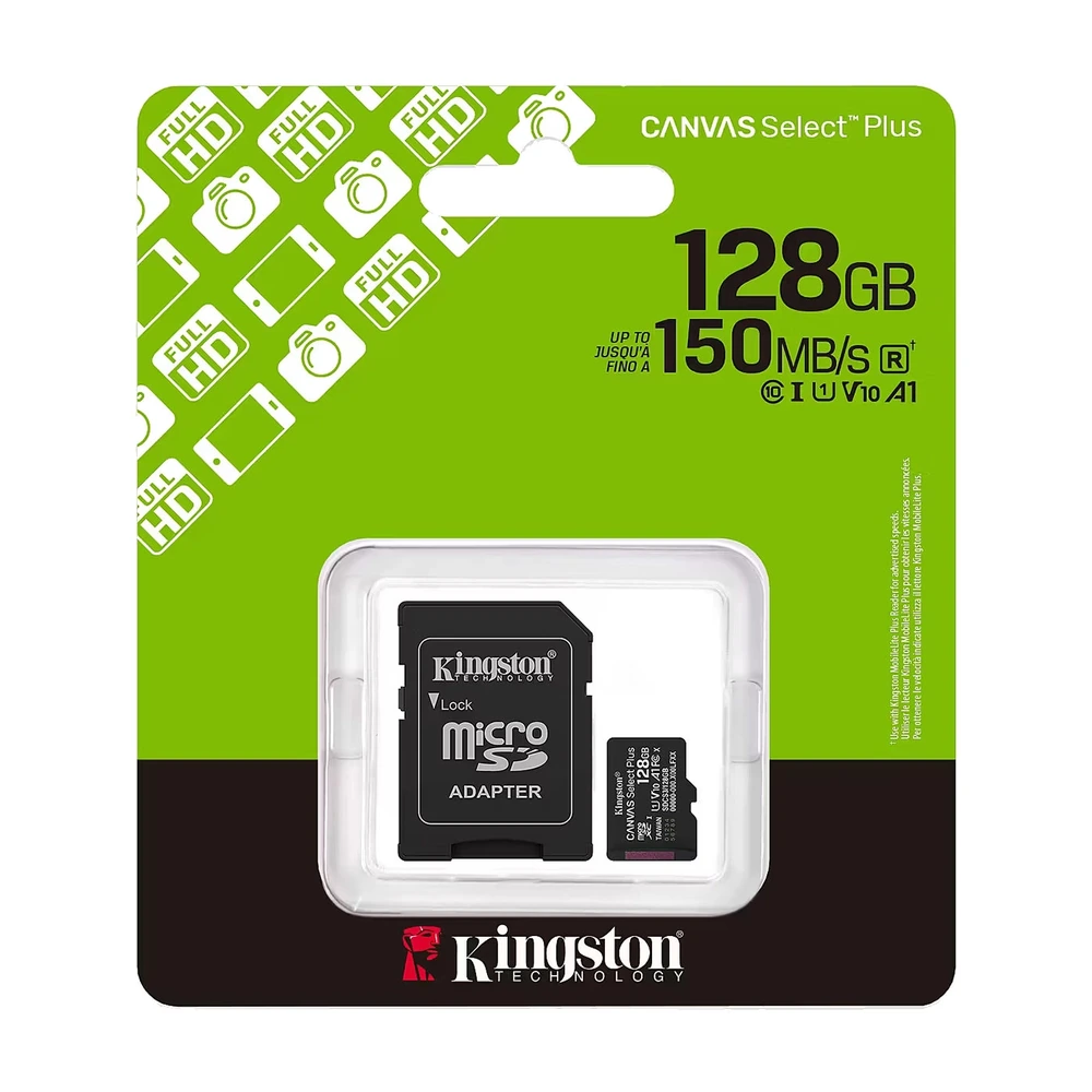 Tarjeta De Memoria Kingston Canvas Select Plus Microsdxc 128GB GEN3 A1 150mb/s C/adaptador
