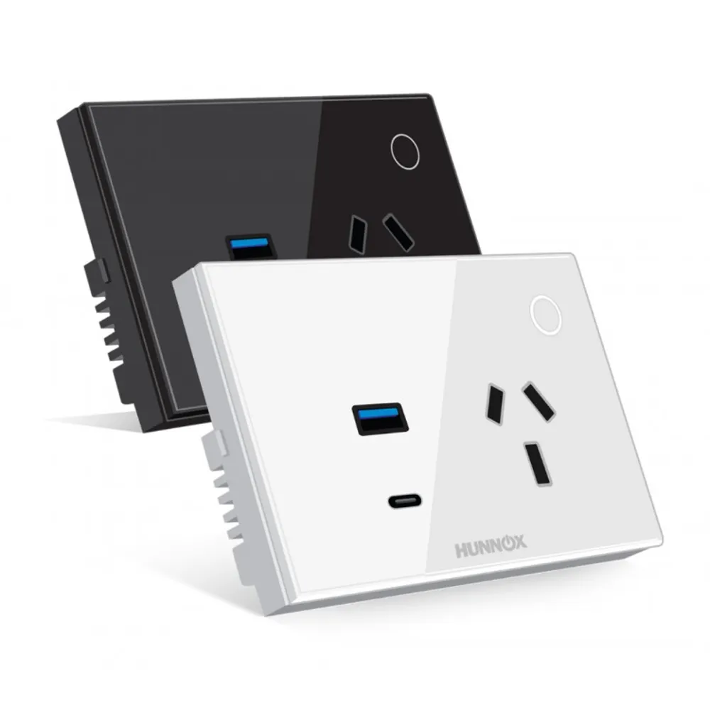 Tomacorriente+usb A+usb C Hunnox Smart Tactil Blanco