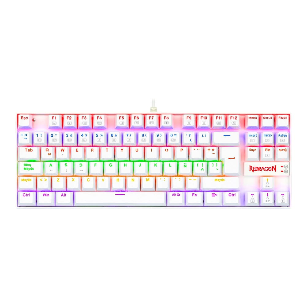 Teclado Redragon Kumara 2 K552 Rainbow Blanco