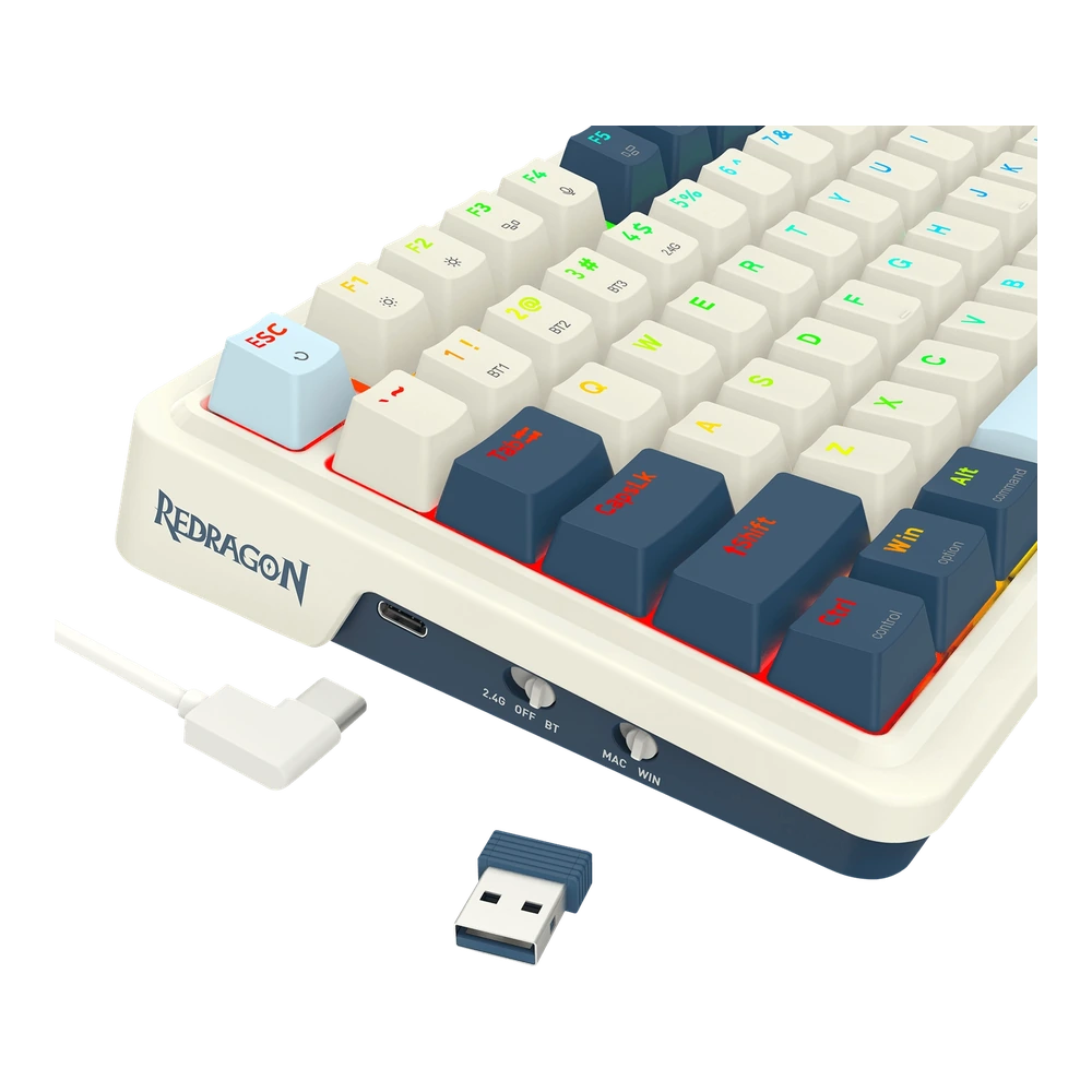 Teclado Redragon Eisa Pro K686 Blanco - Azul 6